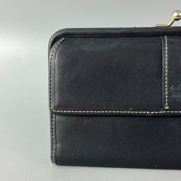 Vintage Coach Black Leather Long Wallet - Picture 2 of 15